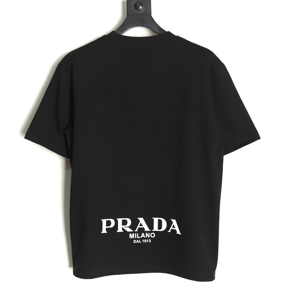 Pra*a chest triangle logo back hem letters short sleeves