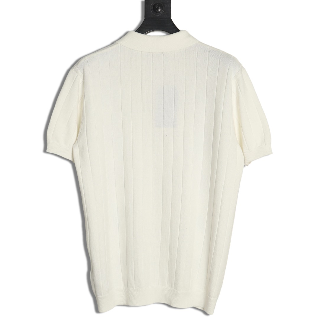 G*u*i double g jacquard cable-knit polo short sleeves