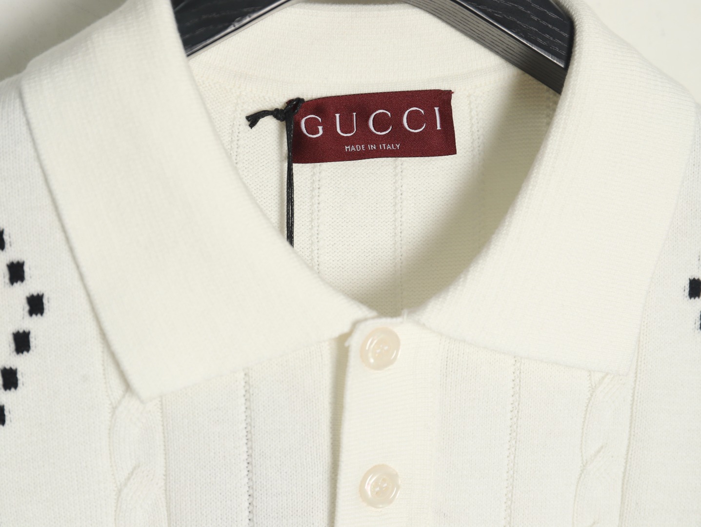 G*u*i double g jacquard cable-knit polo short sleeves