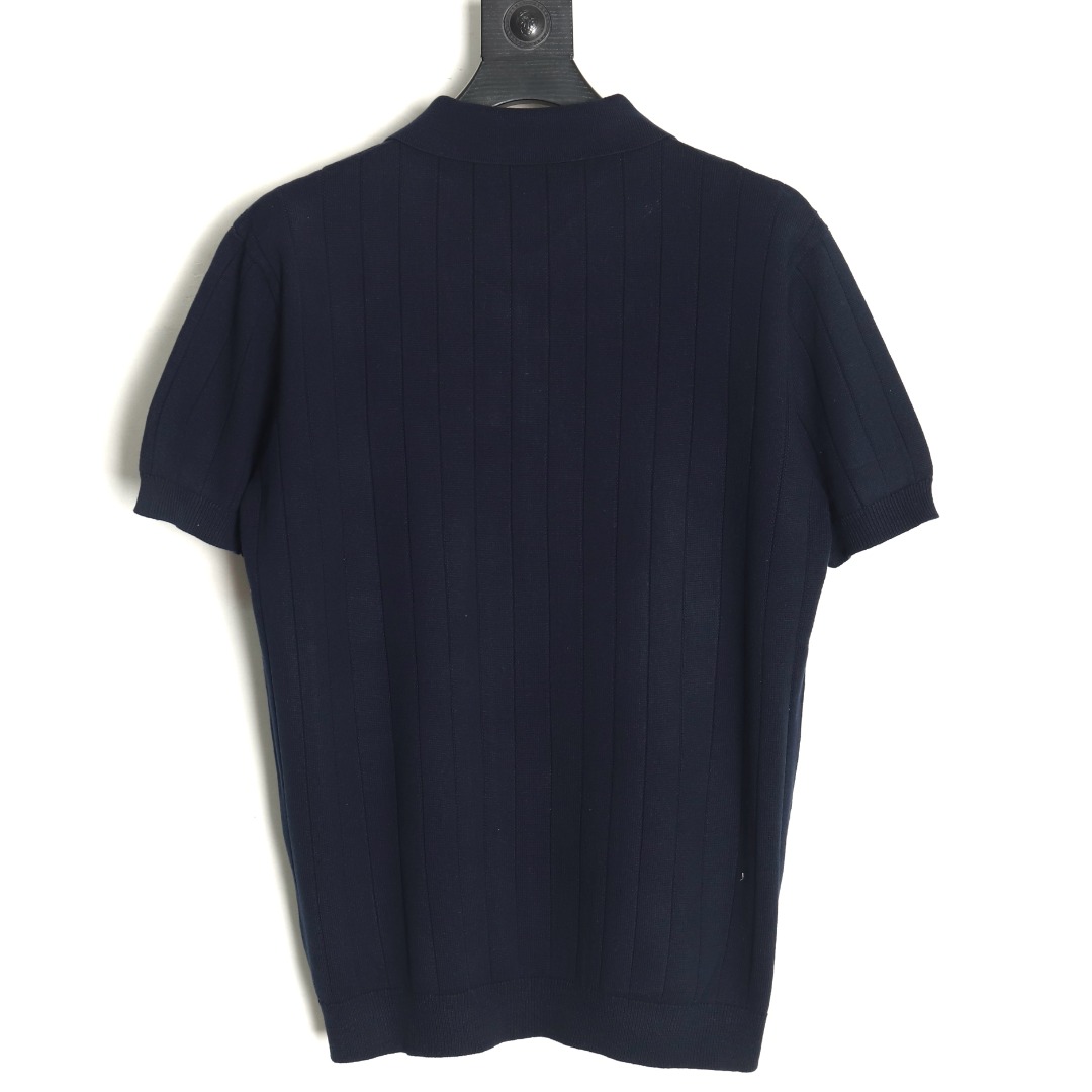 G*u*i double g jacquard cable-knit polo short sleeves tsk1