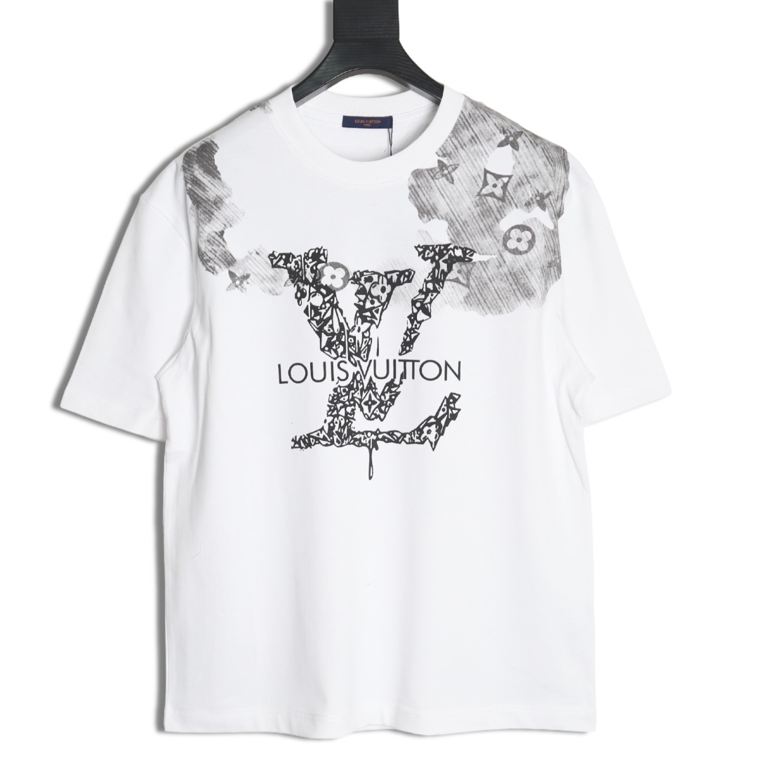 l0*is V*t0n ink smudged letters printed short sleeves