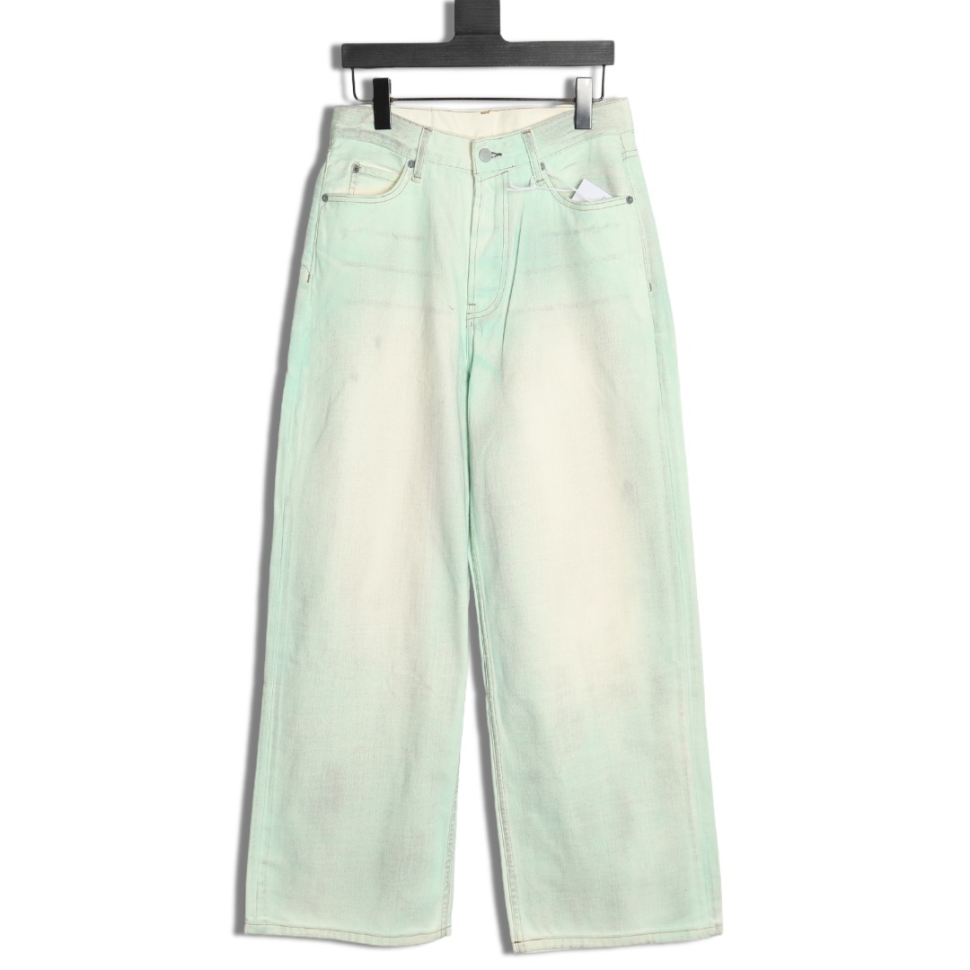 Acne studios irregular distressed handmade glow-in-the-dark jeans