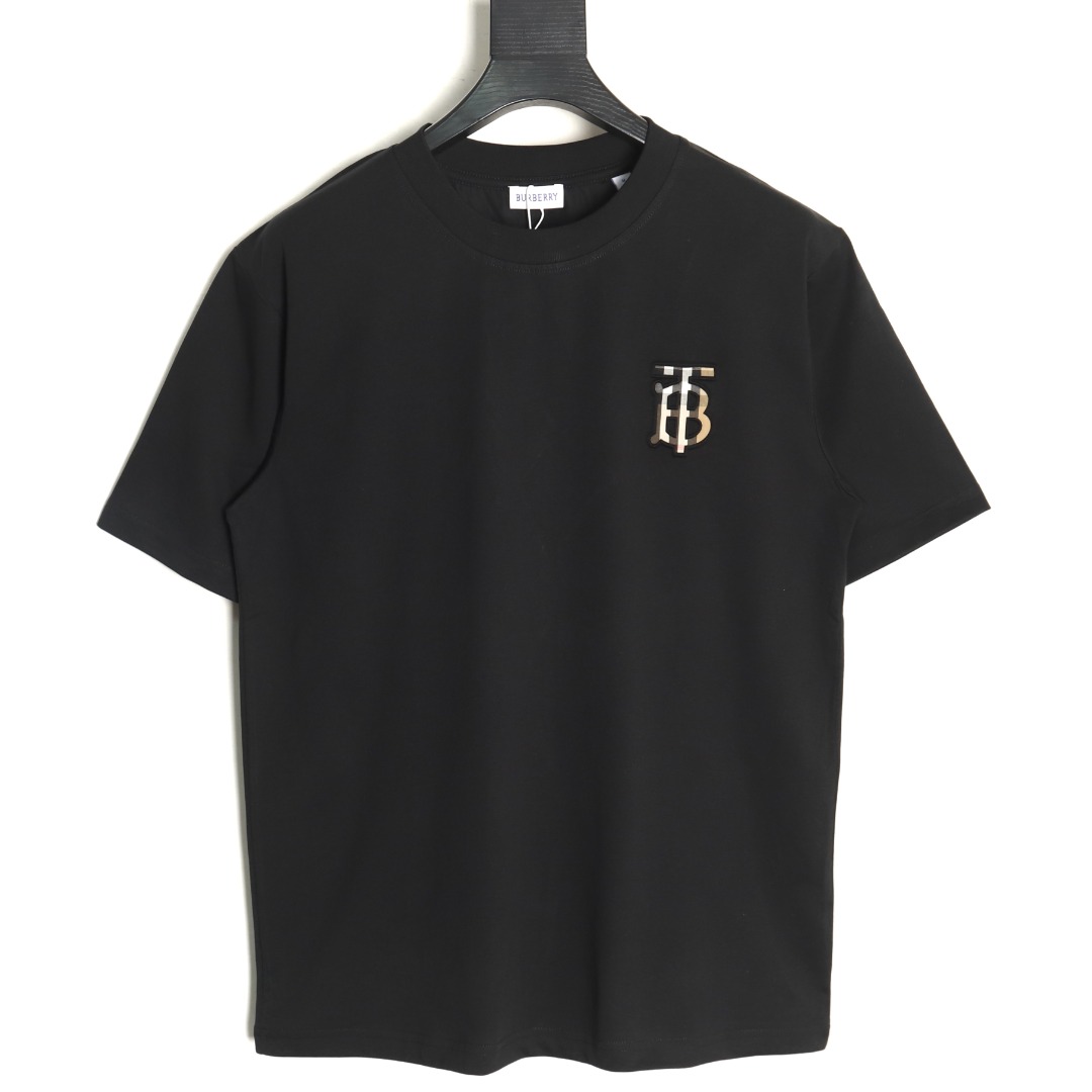 B**rry chest plaid b letter short sleeves tsk1