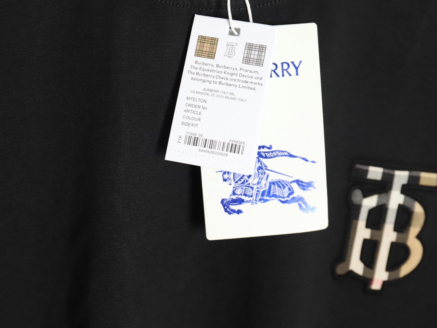 B**rry chest plaid b letter short sleeves tsk1