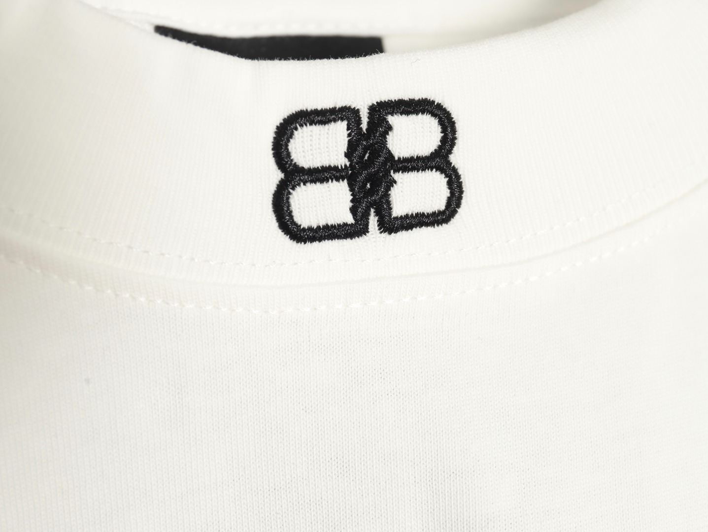 Ba*len*cia*ga collar double b embroidered logo round neck short-sleeved t-shirt