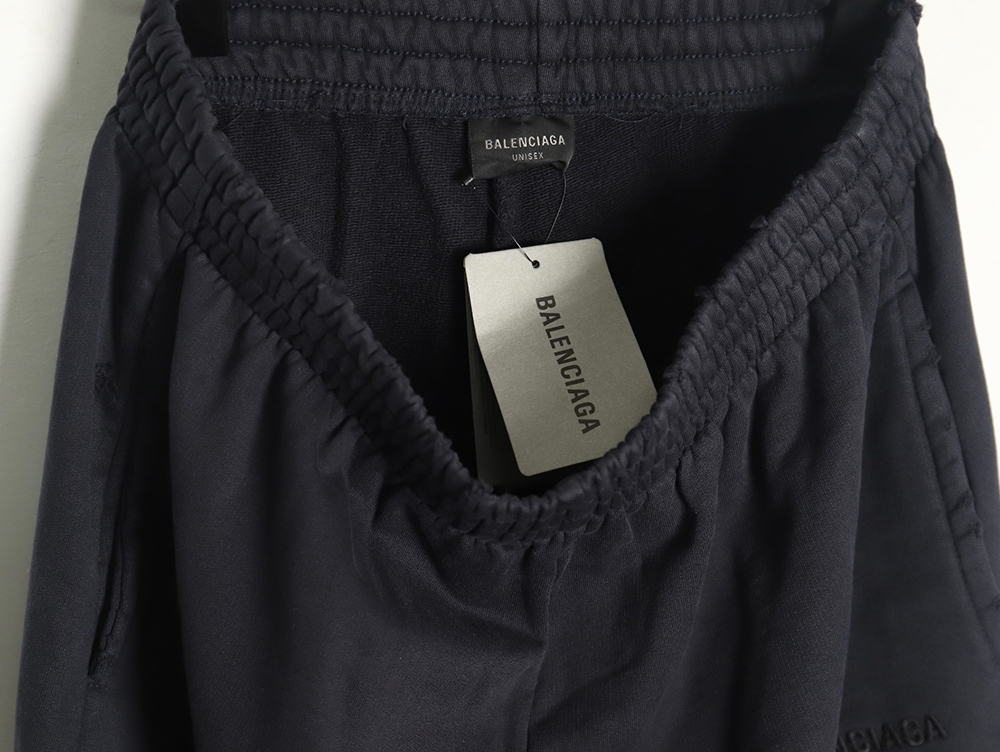 Ba*len*cia*ga heavyweight batik washed embroidered wide-leg trousers