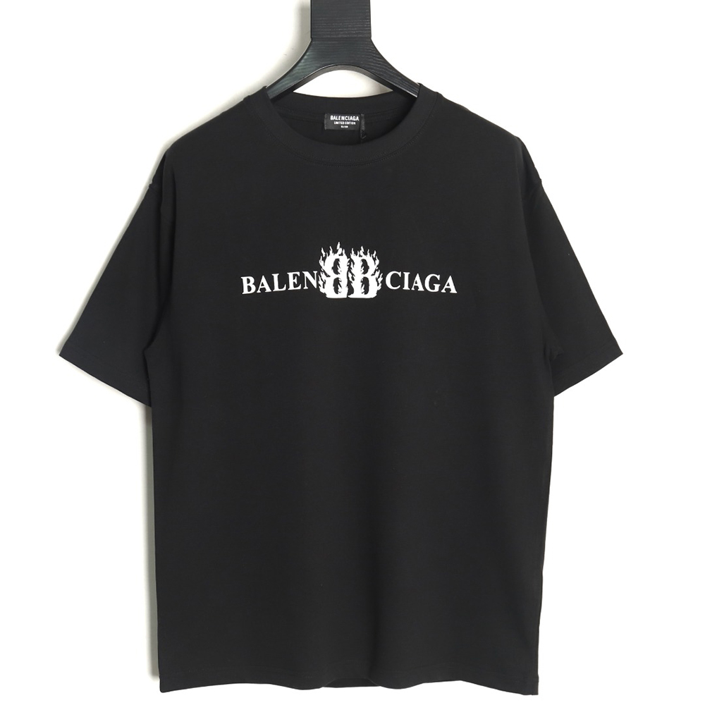 Ba*len*cia*ga flame double b letter print short sleeve tsk1