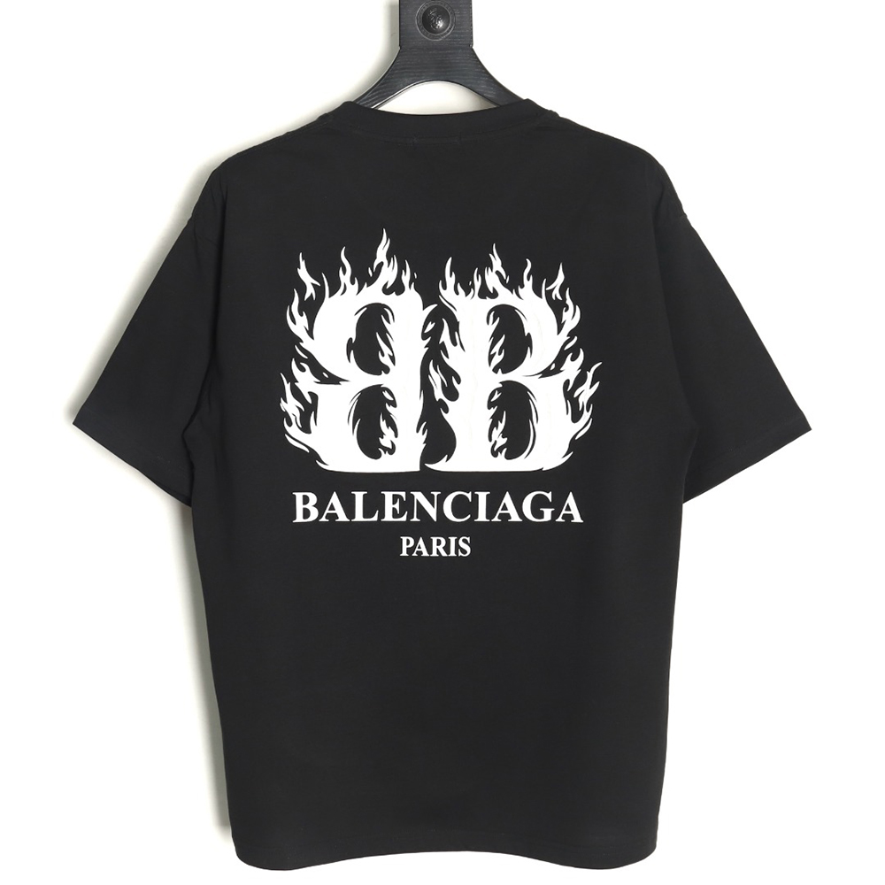 Ba*len*cia*ga flame double b letter print short sleeve tsk1