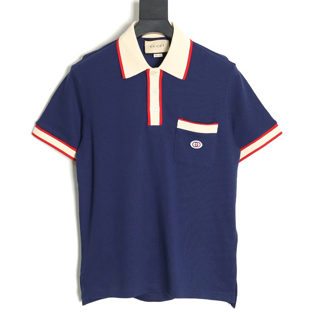 G*u*i classic pocket embroidered double g polo short sleeve