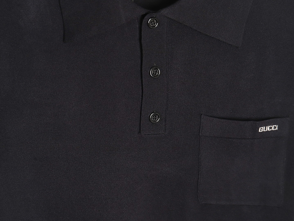 G*u*i small logo intarsia knitted short sleeve polo shirt