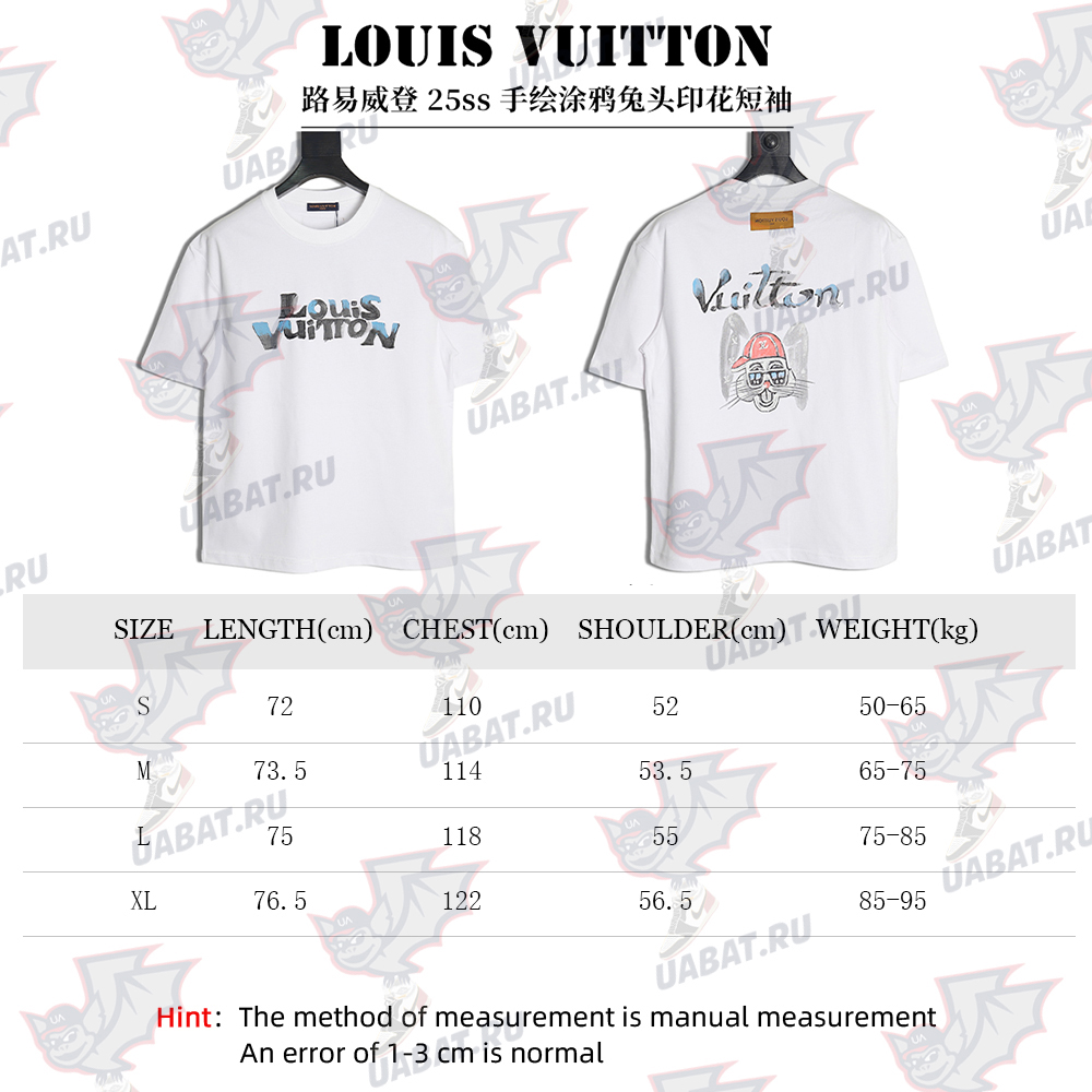 l0*is V*t0n hand-painted graffiti rabbit head print short-sleeve