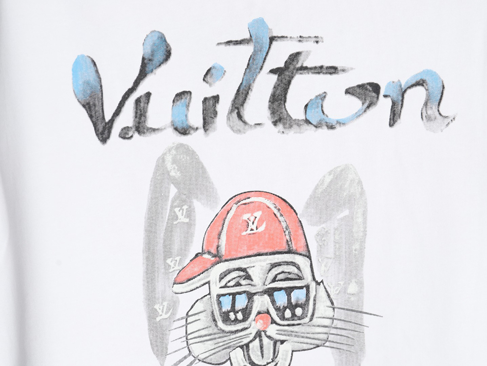 l0*is V*t0n hand-painted graffiti rabbit head print short-sleeve