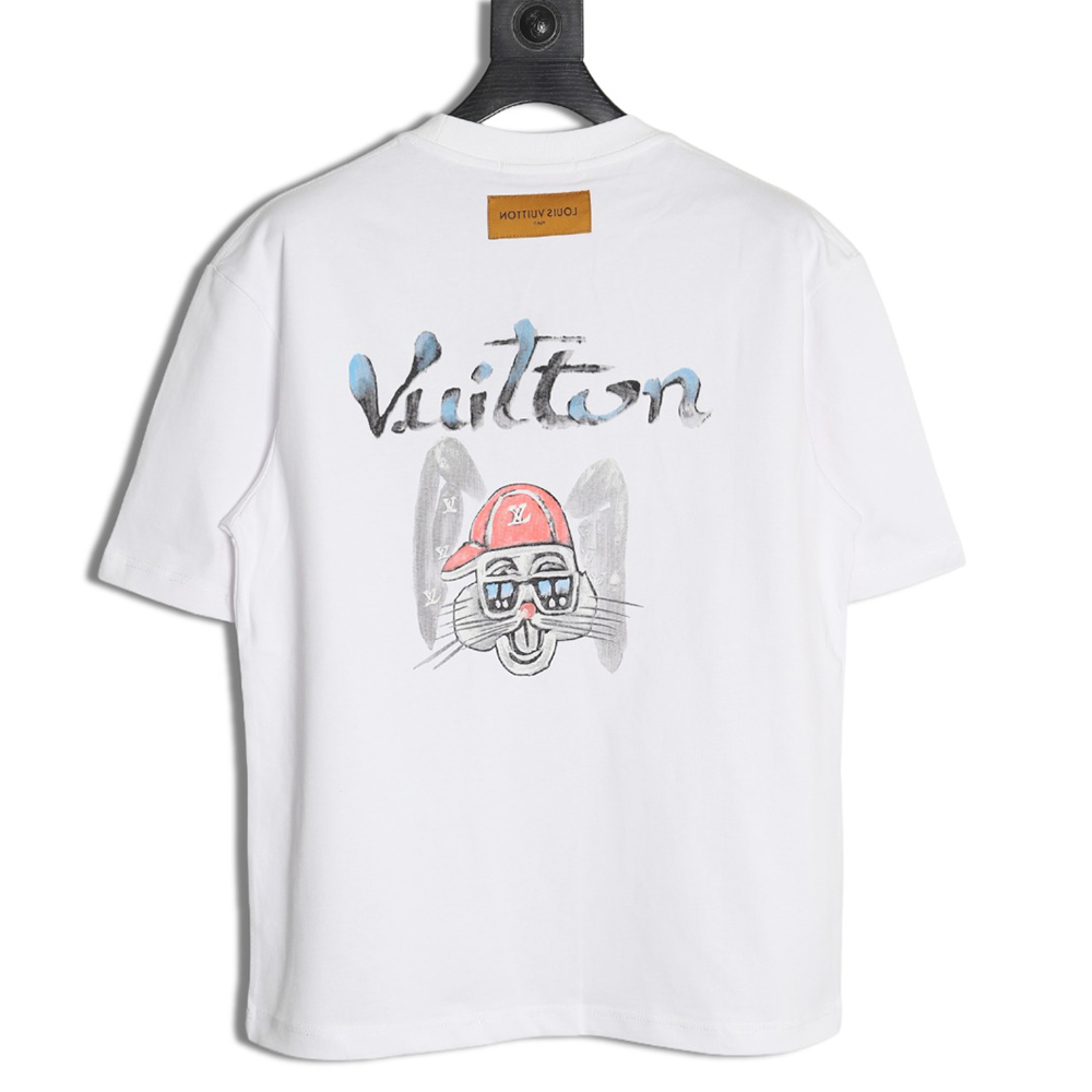l0*is V*t0n hand-painted graffiti rabbit head print short-sleeve