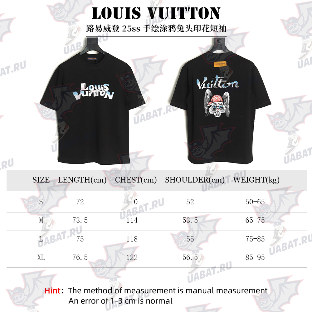 l0*is V*t0n hand-painted graffiti rabbit head print short-sleeve tsk1