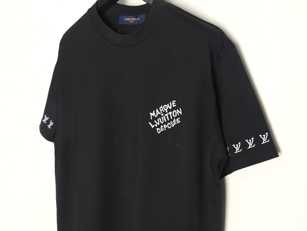 l0*is V*t0n double sleeve badge slogan embroidered short sleeves tsk1