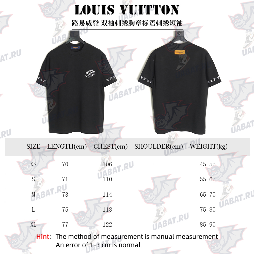 l0*is V*t0n double sleeve badge slogan embroidered short sleeves tsk1