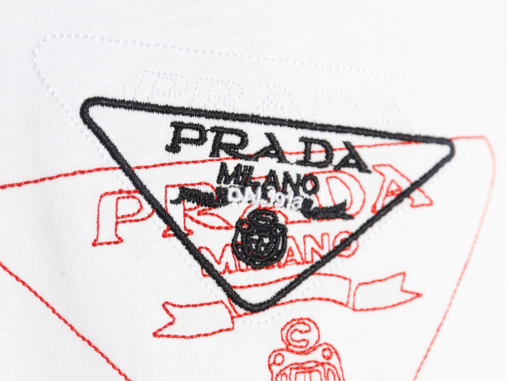 Pra*a overlapping embroidered triangle logo short sleeve