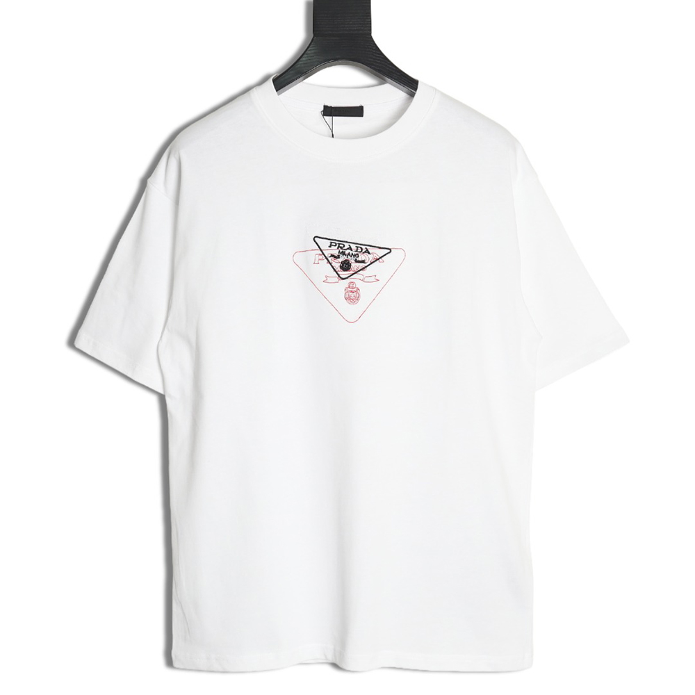 Pra*a overlapping embroidered triangle logo short sleeve
