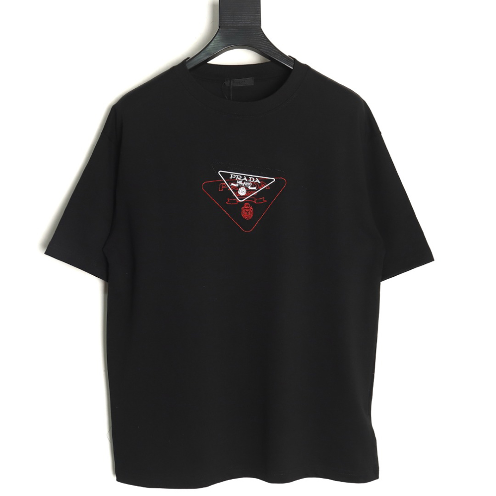 Pra*a overlapping embroidered triangle logo short sleeve tsk1