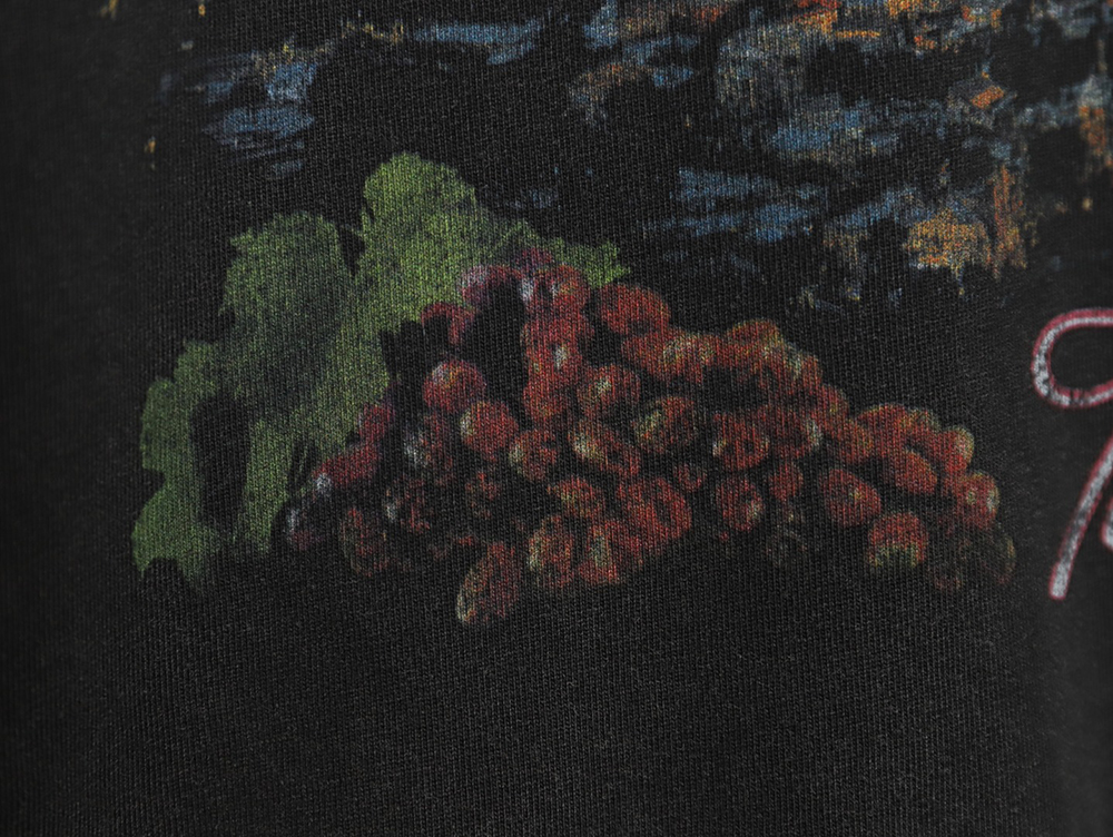 Ba*len*cia*ga night scene pattern faded letter print round neck short sleeve t-shirt