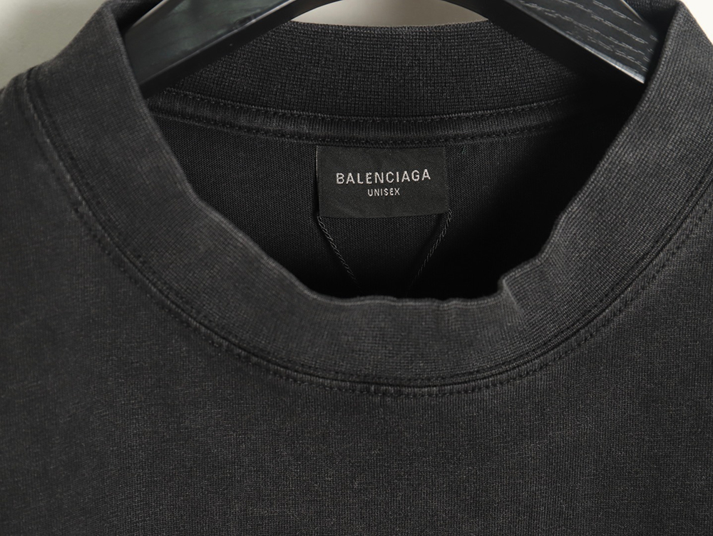 Ba*len*cia*ga night scene pattern faded letter print round neck short sleeve t-shirt