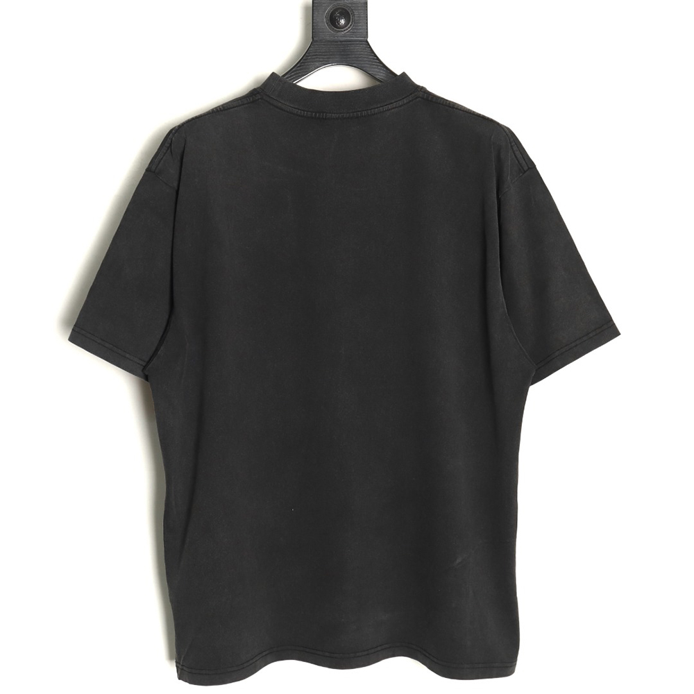 Ba*len*cia*ga night scene pattern faded letter print round neck short sleeve t-shirt