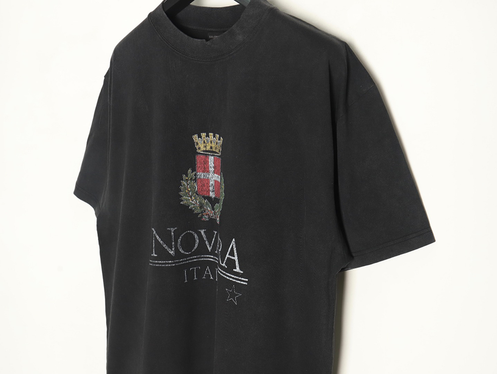 Ba*len*cia*ga wheat crown logo color printing short sleeve