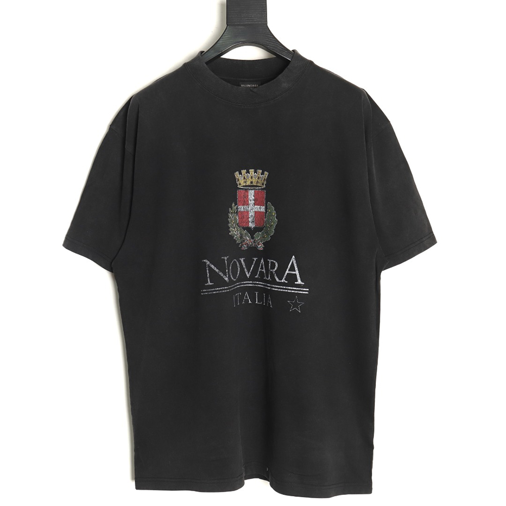 Ba*len*cia*ga wheat crown logo color printing short sleeve