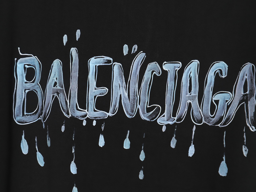 Ba*len*cia*ga double b cursive lettering print crew neck short sleeves