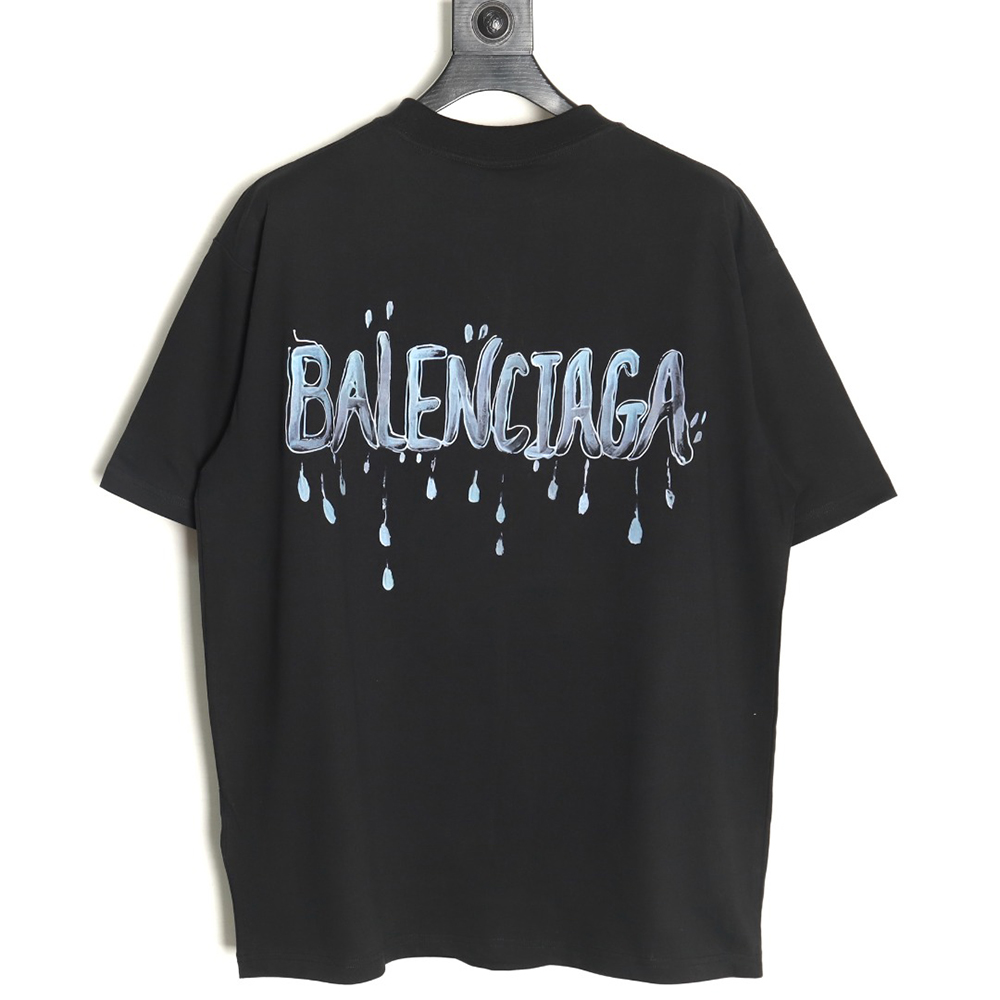 Ba*len*cia*ga double b cursive lettering print crew neck short sleeves