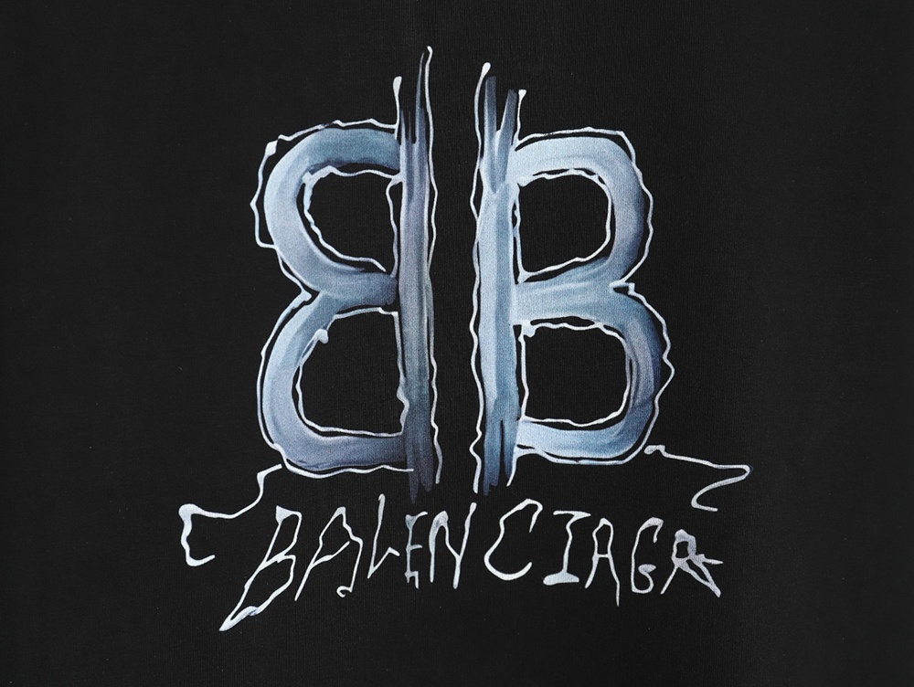 Ba*len*cia*ga double b cursive lettering print crew neck short sleeves