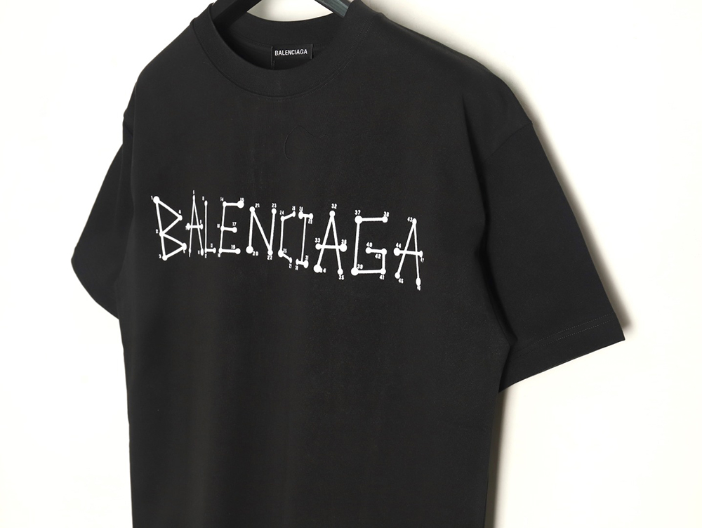 Ba*len*cia*ga geometric logo double b flocked short-sleeved t-shirt tsk1