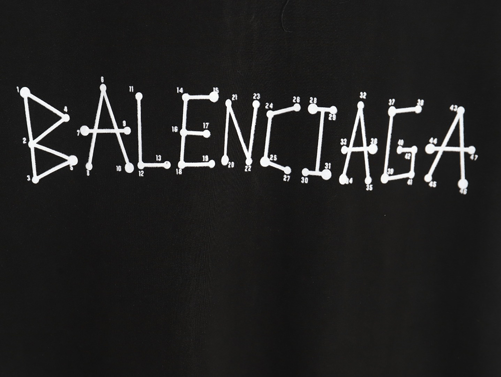 Ba*len*cia*ga geometric logo double b flocked short-sleeved t-shirt tsk1