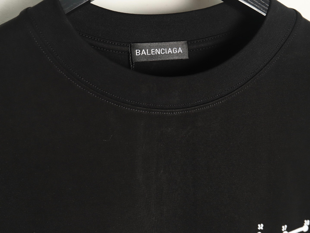 Ba*len*cia*ga geometric logo double b flocked short-sleeved t-shirt tsk1