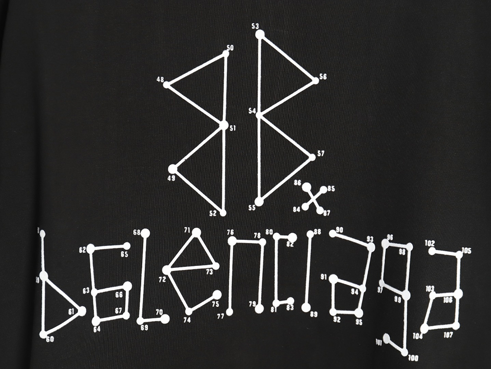 Ba*len*cia*ga geometric logo double b flocked short-sleeved t-shirt tsk1