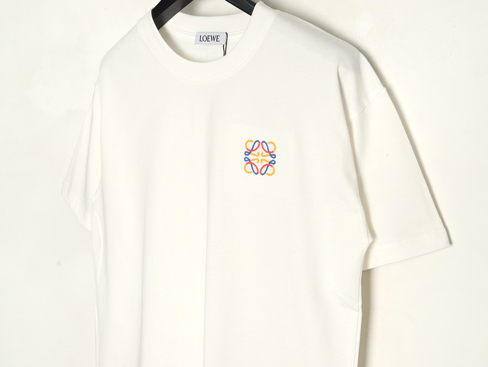 L0ew* chest colorful logo embroidery logo short sleeve t-shirt