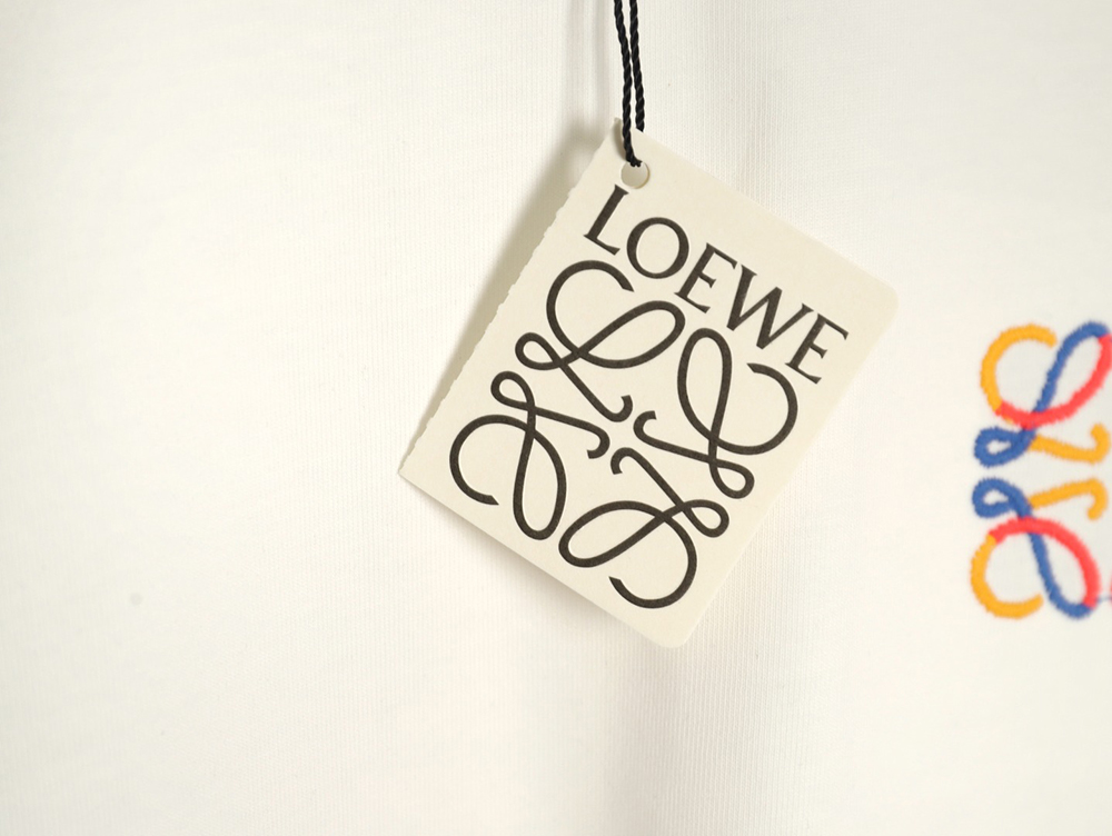 L0ew* chest colorful logo embroidery logo short sleeve t-shirt