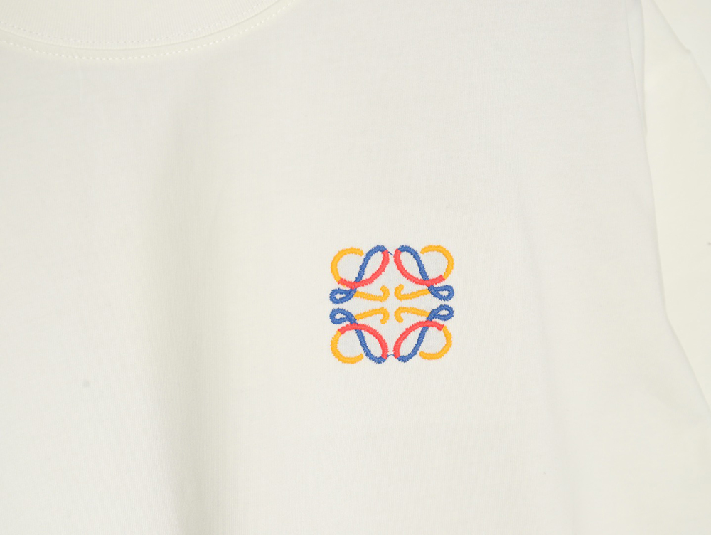 L0ew* chest colorful logo embroidery logo short sleeve t-shirt