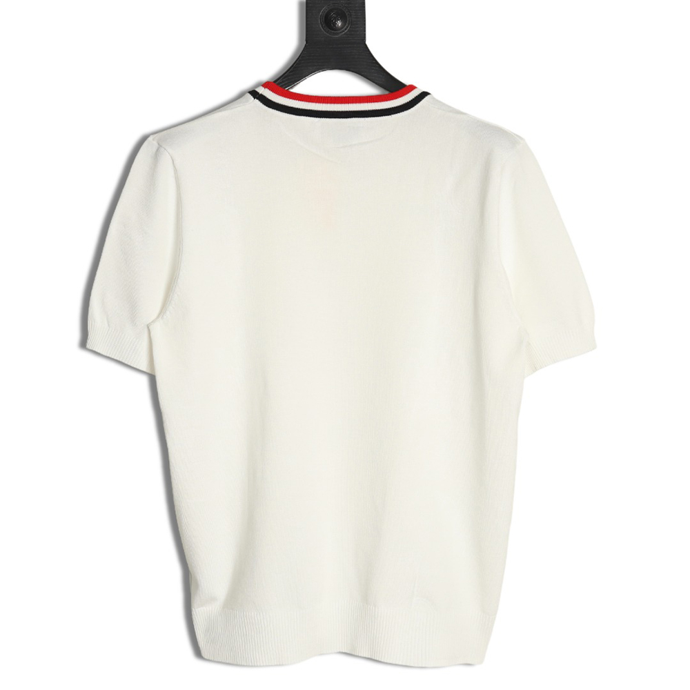 Thom Browne Neckline Tricolor Simple Knitted Round Neck Short Sleeves