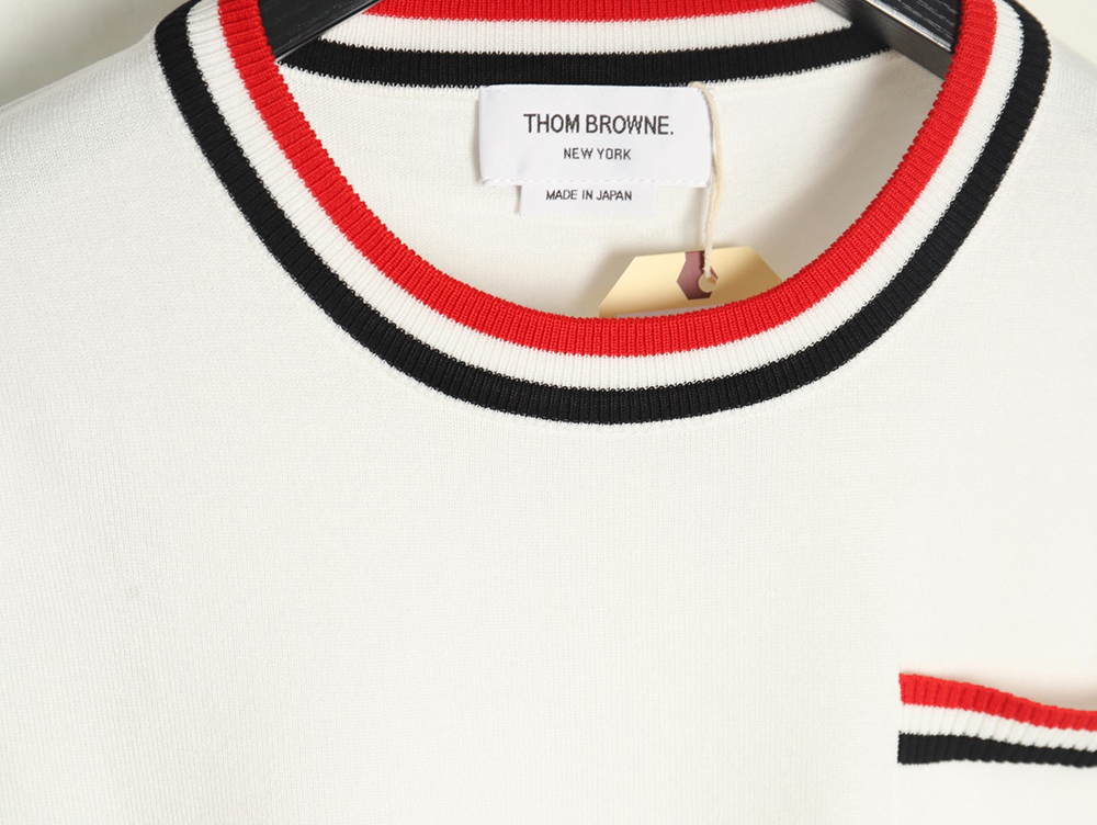 Thom Browne Neckline Tricolor Simple Knitted Round Neck Short Sleeves