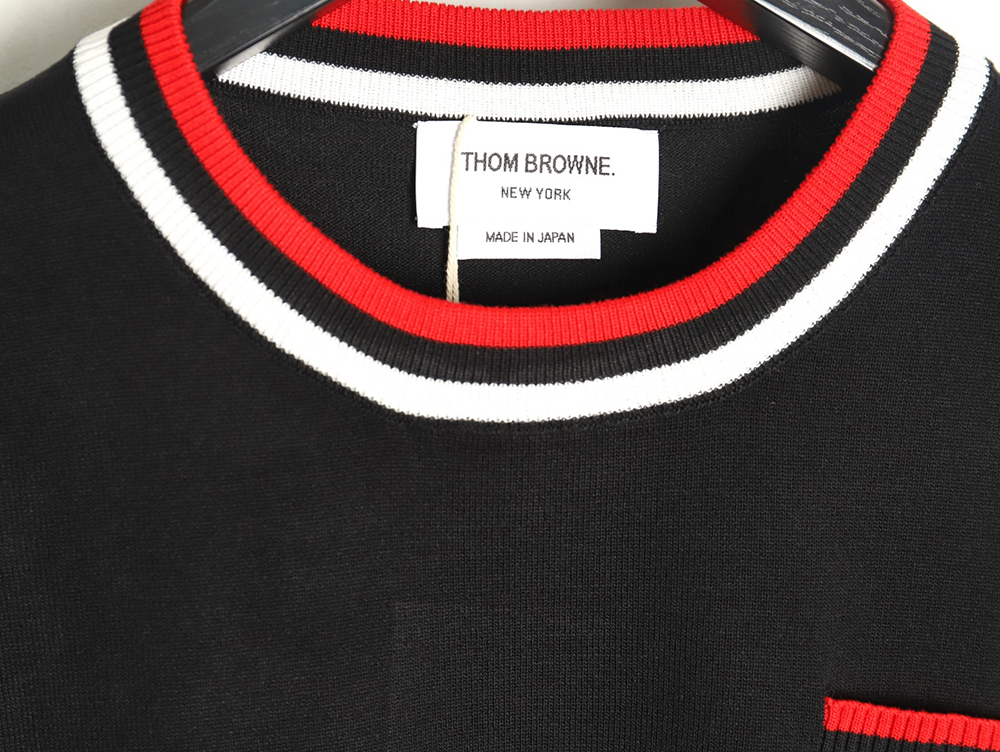 Thom Browne Neckline Tricolor Simple Knitted Round Neck Short Sleeves TSK1