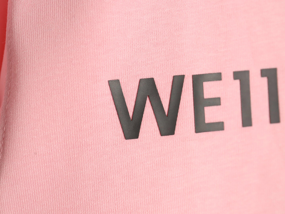 We11 Done leather label silicone 3D print short-sleeved T-shirt