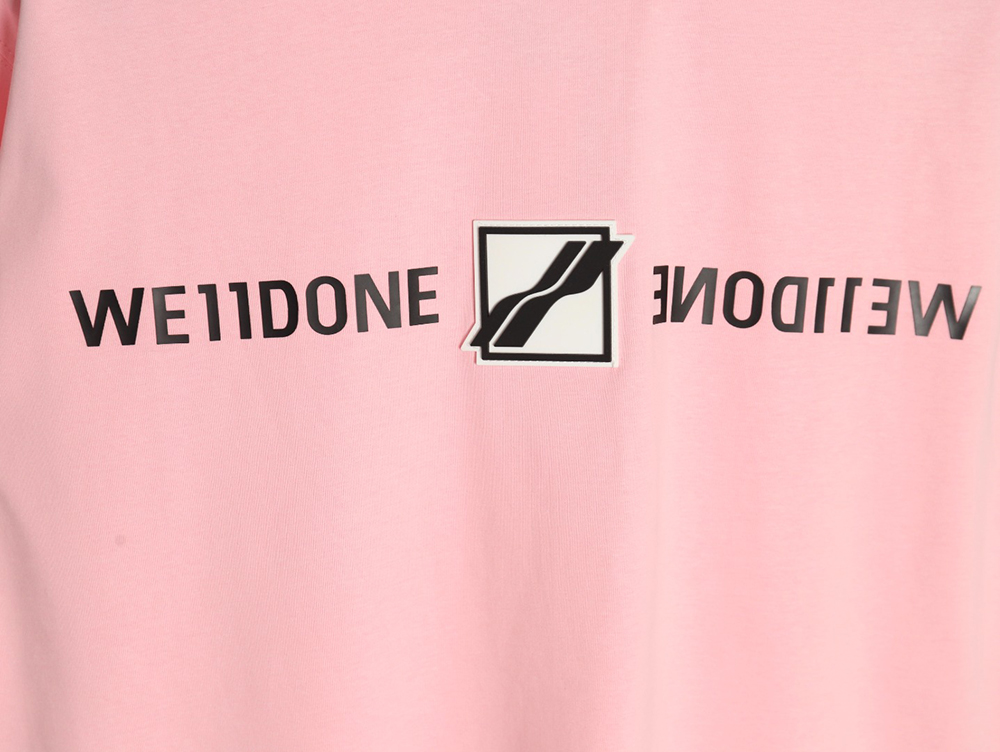 We11 Done leather label silicone 3D print short-sleeved T-shirt