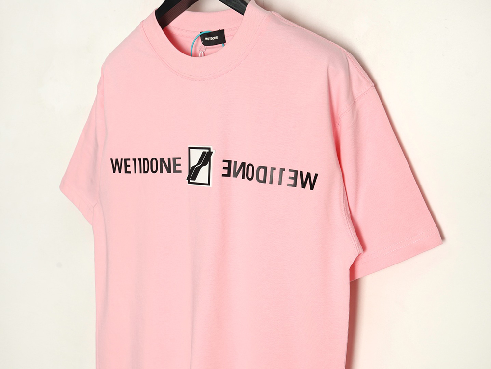 We11 Done leather label silicone 3D print short-sleeved T-shirt