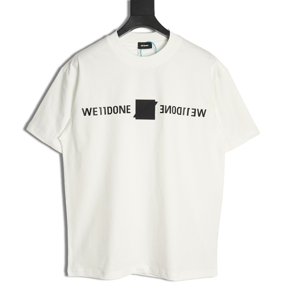 We11 Done leather label silicone 3D print short-sleeved T-shirt TSK1