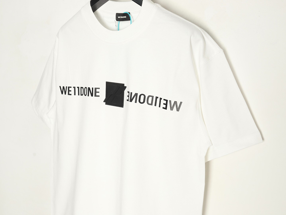 We11 Done leather label silicone 3D print short-sleeved T-shirt TSK1