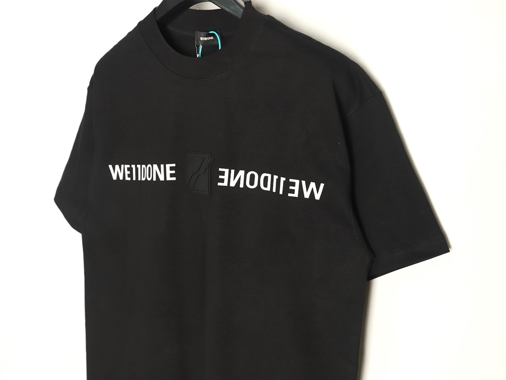 We11 Done leather label silicone 3D print short-sleeved T-shirt TSK2