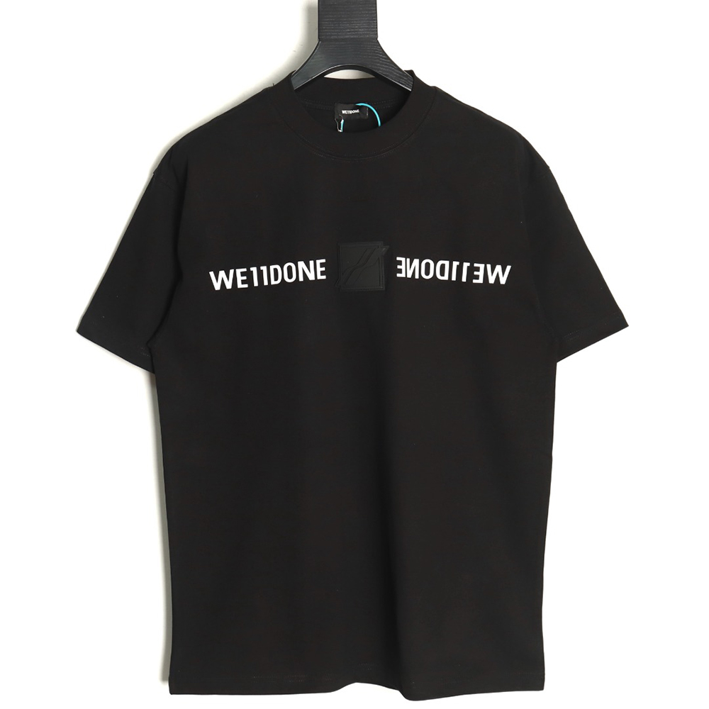 We11 Done leather label silicone 3D print short-sleeved T-shirt TSK2