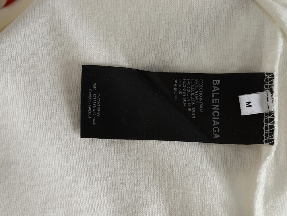 Ba*len*cia*ga double b embroidery and 3d inkjet logo ripped short-sleeved t-shirt