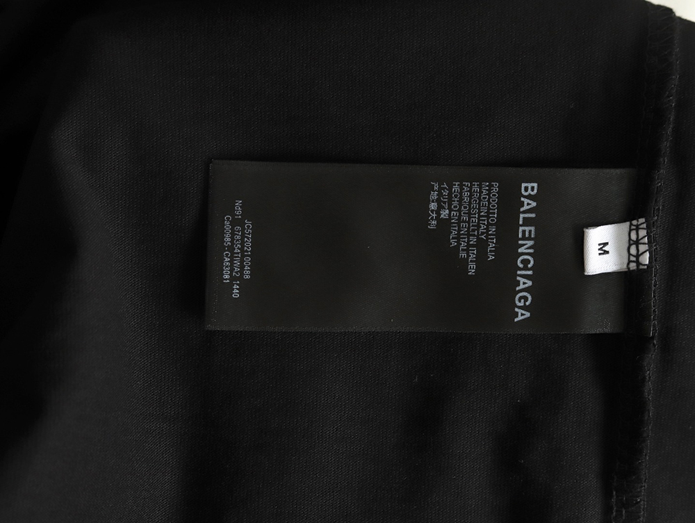 Ba*len*cia*ga double b embroidery and 3d inkjet logo ripped short-sleeved t-shirt tsk1